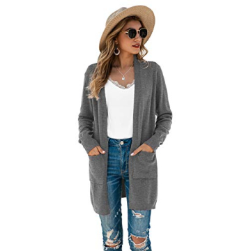 TASAMO Women's Cozy Open Front Cardigan With Pockets