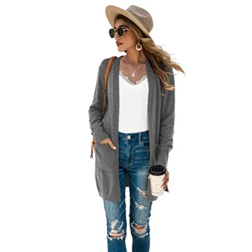 TASAMO Women's Cozy Open Front Cardigan With Pockets