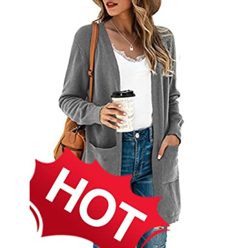 TASAMO Women's Cozy Open Front Cardigan With Pockets