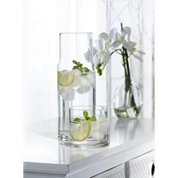 Style Setter Soho Elegant Glass Bedside Water Carafe and Tumbler Set - Perfect for Hospitality and G...