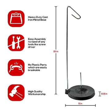 Single Cone Spool Stand Alone Cast Iron Thread Stand Thread Holder Fits for Sewing Embroidery Serger...