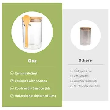 Airtight Food Storage Containers with Bamboo Lids and Spoons