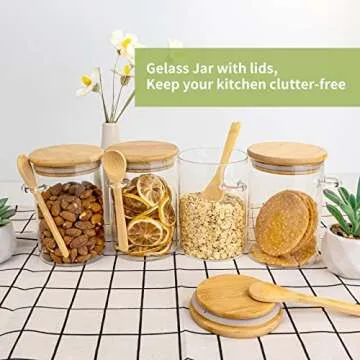 Airtight Food Storage Containers with Bamboo Lids and Spoons