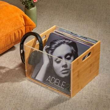 Stylish Multifunctional Record Storage Crate for Vinyl LPs