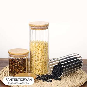 FANTESTICRYAN Stackable Glass Storage Jars Set of 5