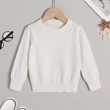 Baby Boys Girl Organic Cotton Sweater Tops Kids Fall Winter Knit Sweater Solid Color Outfit 1-5T (White, 18-24 Months)