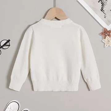 Baby Boys Girl Organic Cotton Sweater Tops Kids Fall Winter Knit Sweater Solid Color Outfit 1-5T (White, 18-24 Months)