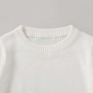 Baby Boys Girl Organic Cotton Sweater Tops Kids Fall Winter Knit Sweater Solid Color Outfit 1-5T (White, 18-24 Months)