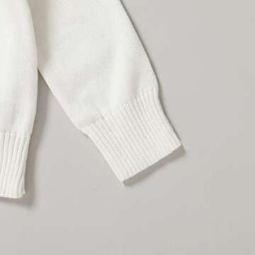 Baby Boys Girl Organic Cotton Sweater Tops Kids Fall Winter Knit Sweater Solid Color Outfit 1-5T (White, 18-24 Months)