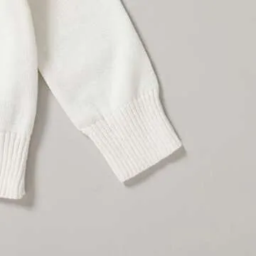 Baby Boys Girl Organic Cotton Sweater Tops Kids Fall Winter Knit Sweater Solid Color Outfit 1-5T (White, 18-24 Months)