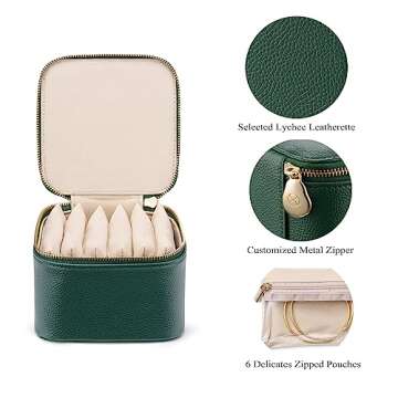 Vlando Small Travel Jewelry Box Organizer -6 Small Carry-on Zipped Pouches for Jewelries Necklaces R...