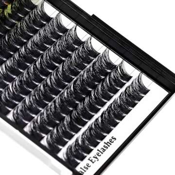 Hannahool Large Pack Wide Stem Cluster Eyelashes D Curl 10-20mm Available Handmade D Curl Wide Stem Individual False Eyelashes 5D Volume DIY Eye Lashes Extensions Beauty Tools (10mm)