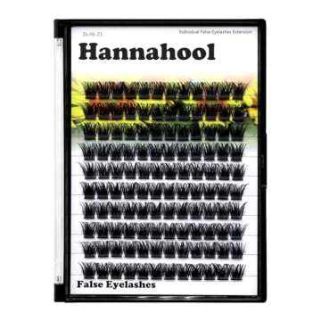 Hannahool Large Pack Wide Stem Cluster Eyelashes D Curl 10-20mm Available Handmade D Curl Wide Stem Individual False Eyelashes 5D Volume DIY Eye Lashes Extensions Beauty Tools (10mm)