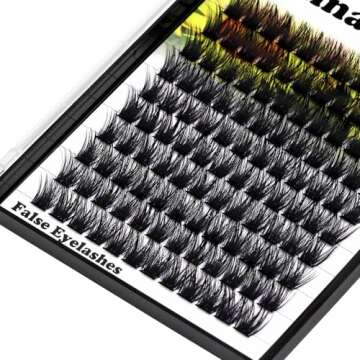Hannahool Large Pack Wide Stem Cluster Eyelashes D Curl 10-20mm Available Handmade D Curl Wide Stem Individual False Eyelashes 5D Volume DIY Eye Lashes Extensions Beauty Tools (10mm)
