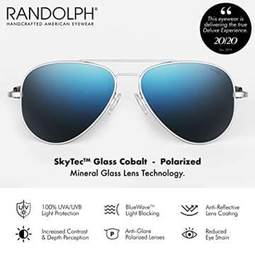 Randolph USA | Concorde Classic Aviator Sunglasses for Men or Women Polarized 100% UV