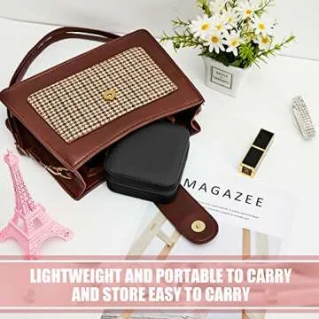 12 Pcs Travel Jewelry Case Bridesmaid Gift Boxes Jewelry Travel Organizer Small Jewelry Box Mini Storage Organizer Storage Box for Women Girls Bridesmaid Gift (White, Black)