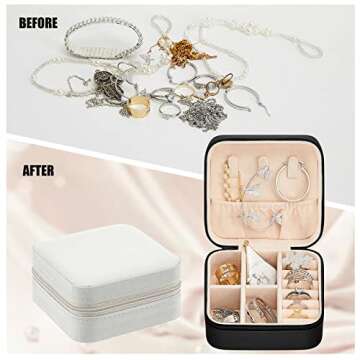 12 Pcs Travel Jewelry Case Bridesmaid Gift Boxes Jewelry Travel Organizer Small Jewelry Box Mini Storage Organizer Storage Box for Women Girls Bridesmaid Gift (White, Black)