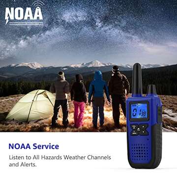 Topsung Walkie Talkies Long Range for Adults Rechargeable with Earpiece NOAA Weather Alert, Multi-purpose 2 Way Radio 4 Pack for Team Work Senior Care Kid Adventure Family Camping Hiking Skiing Cruise