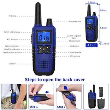 Topsung Walkie Talkies Long Range for Adults Rechargeable with Earpiece NOAA Weather Alert, Multi-purpose 2 Way Radio 4 Pack for Team Work Senior Care Kid Adventure Family Camping Hiking Skiing Cruise
