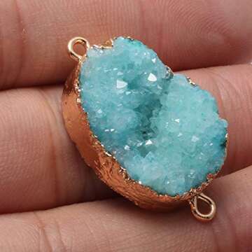 QSLLER 5 pcs Gold Plated Natural Druzy Agate Links Pearl Links Jewelry Connectors Charms for Jewelry Making Beads DIY (Mixed Colors)