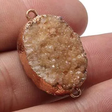 QSLLER 5 pcs Gold Plated Natural Druzy Agate Links Pearl Links Jewelry Connectors Charms for Jewelry Making Beads DIY (Mixed Colors)