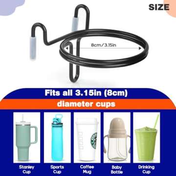 CAPHONT Shopping Cart Cup Holder, Portable Cup Holder Shopping Carts Drink Holder for Hanging Coffee Cup Drink Cups Tapered Cup Baby Bottle (Black)