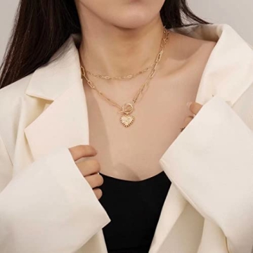 Dainty Gold Heart Initial Choker Necklace for Women