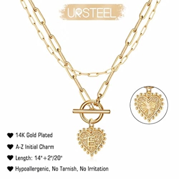 Dainty Gold Heart Initial Choker Necklace for Women