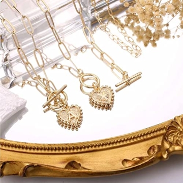 Dainty Gold Heart Initial Choker Necklace for Women