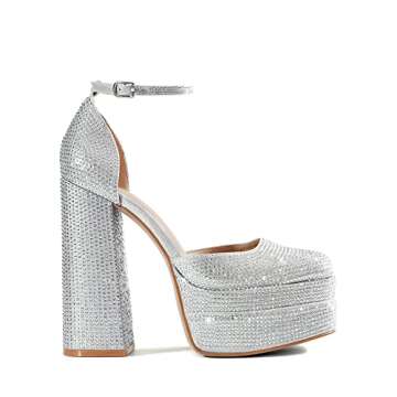 DREAM PAIRS Women’s High Chunky Platform Closed Toe Block Heels Square Toe Ankle Strap Dress Weddi...