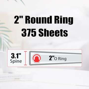 EYROZILL 3 Ring Binder 2 Inch with clipboard for Letter-Size 11" x 8.5" Three Ring Binder with 5-Tab...