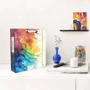 EYROZILL 3 Ring Binder 2 Inch with clipboard for Letter-Size 11" x 8.5" Three Ring Binder with 5-Tab Dividers and File Folder Labels for School Class Office Supplies, Rainbow