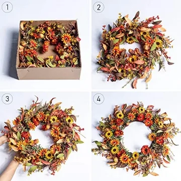 20-Inch J'FLORU Fall Wreath for Autumn Home Decor