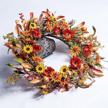 20-Inch J'FLORU Fall Wreath for Autumn Home Decor
