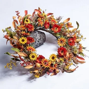 20-Inch J'FLORU Fall Wreath for Autumn Home Decor