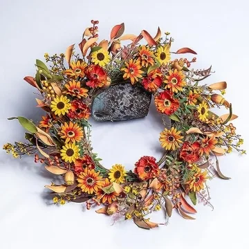 20-Inch J'FLORU Fall Wreath for Autumn Home Decor