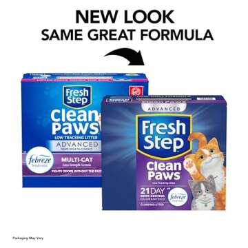 Fresh Step Clean Paws Cat Litter with Febreze Freshness, Advanced Multi Cat Low Tracking Clumping Li...