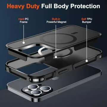 SUPFINE Magnetic for iPhone 12 Pro Max Case, [Compatible with MagSafe][10 FT Military Grade Drop Protection] [Dual Layer Structure Protection] Heavy Duty Full-Body Shockproof Phone Case, Black