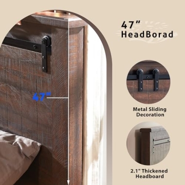 IFGET Farmhouse Queen Bed Frame with Rustic Charm and Durability