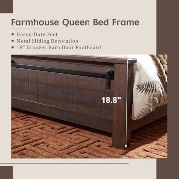 IFGET Farmhouse Queen Bed Frame with Rustic Charm and Durability