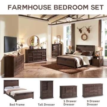 IFGET Farmhouse Queen Bed Frame with Rustic Charm and Durability