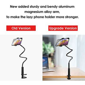 Flexible Gooseneck Phone Holder, licheers Lazy Bed Holder Phone Stand for Phone 11 Pro XS Max XR X 8 7 6 6S Plus, Samsung and 3.5-7 Inch Devices, Overall Length 35.4In (White)