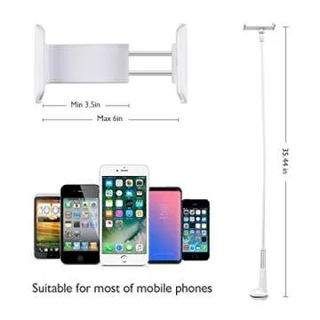 Flexible Gooseneck Phone Holder, licheers Lazy Bed Holder Phone Stand for Phone 11 Pro XS Max XR X 8 7 6 6S Plus, Samsung and 3.5-7 Inch Devices, Overall Length 35.4In (White)