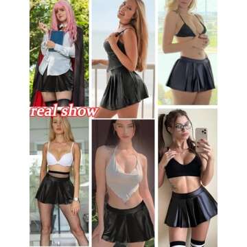 Avidlove Black Mini Skirt for Women Sexy Pleated Design