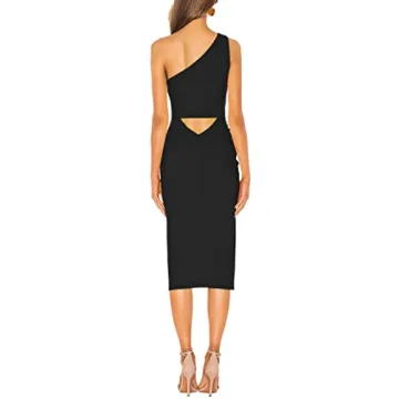 Sarin Mathews One Shoulder Ruched Bodycon Cocktail Dress
