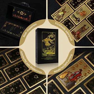 Ivy Gold Tarot Cards, 78-Piece Neo Rider Tarot Deck Set, Holographic & Foil Printing, Velvet Lamination, English Manual, Adults 18+
