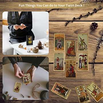 Ivy Gold Tarot Cards, 78-Piece Neo Rider Tarot Deck Set, Holographic & Foil Printing, Velvet Lamination, English Manual, Adults 18+