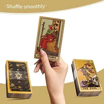 Ivy Gold Tarot Cards, 78-Piece Neo Rider Tarot Deck Set, Holographic & Foil Printing, Velvet Lamination, English Manual, Adults 18+
