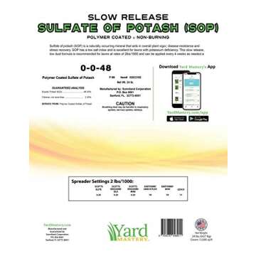 Yard Mastery 0-0-48 Granular Fertilizer Sulfate of Potash (24 lbs) - Covers 8,000 Square Feet Lawn P...