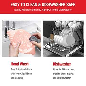 2 Pack Air Fryer Silicone Liners Pot for 3 to 5 QT, Air Fryer Silicone Basket Bowl, Replacement of Flammable Parchment Paper, Reusable Baking Tray Oven Accessories, Pink+Grey, (Top 8in, Bottom 6.75in)